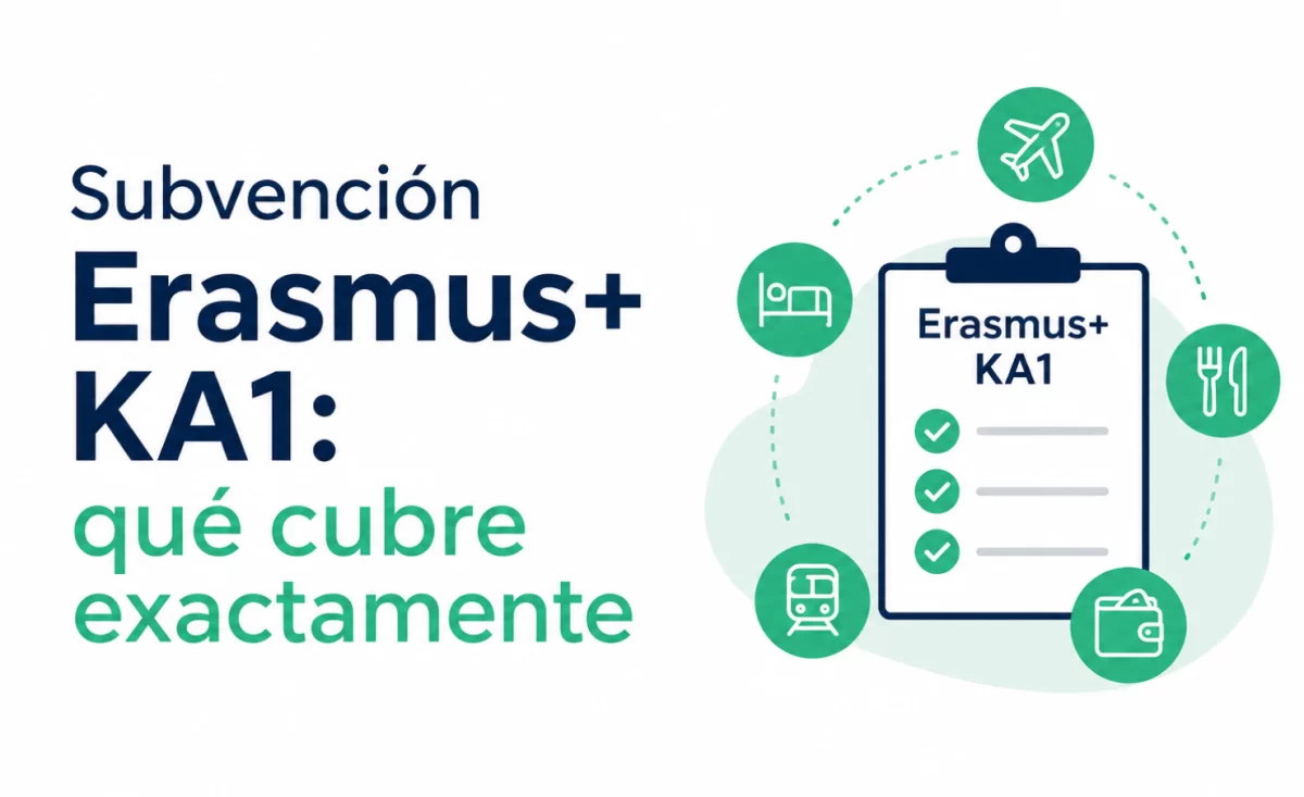 Coordinadora de un centro escolar calculando el presupuesto de un proyecto Erasmus+ KA1